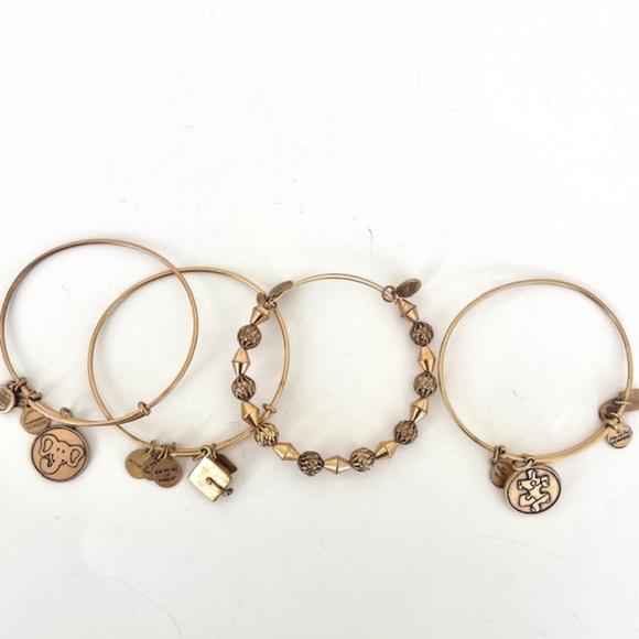 Alex and Ani 4 Gold Charmed Bracelets - Picture 2 of 6